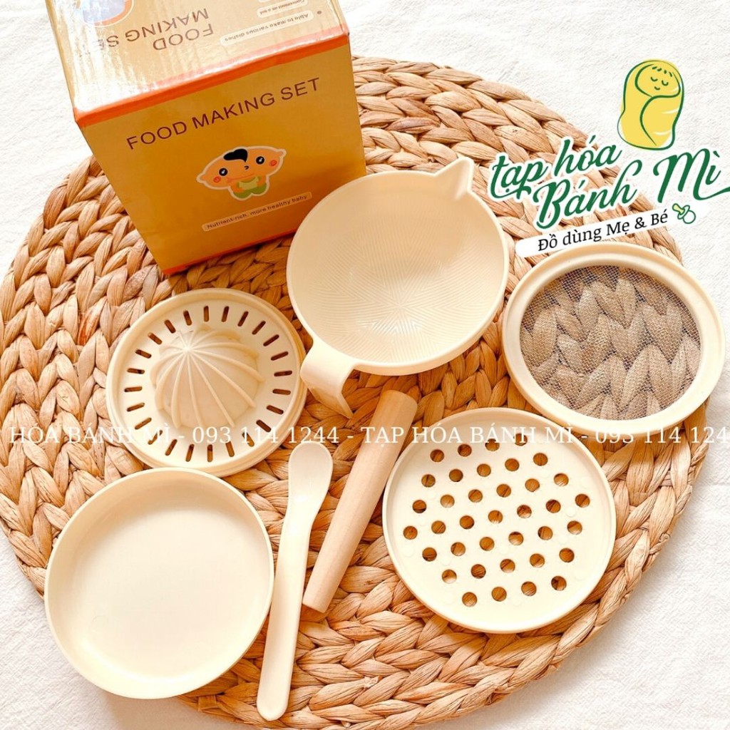 Bộ chế biến ăn dặm 7 món bằng nhựa Food making set