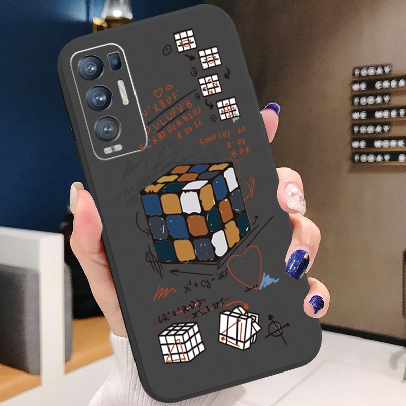 Ốp Điện Thoại Cạnh Vuông In Hình Khối Rubik Cho OPPO Reno6 Z 5G Reno 5 Pro 4 3 Reno2 Z F A95 5G A76 A96 4G
