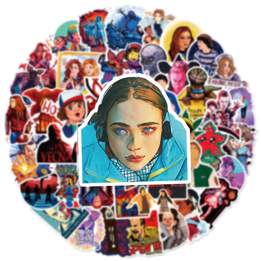 ❉ Phim Stranger Things Series 10 Hình Dán ❉ Bộ 50 Sticker Chống Thấm Nước Họa Tiết Doodle Hợp Thời Trang
