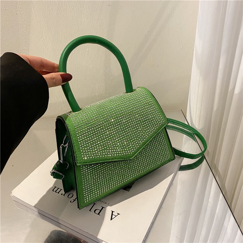 Túi Xách Đeo Vai Hình Vuông Đính Đá Phong Cách Thời Trang Hong Kong 2022