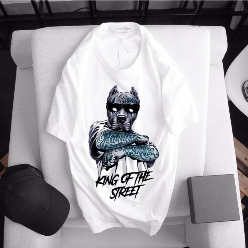 ÁO THUN TAY LỠ FORM RỘNG UNISEX NAM NỮ hình con chó xăm trổ có bigsize thun cotton cao cấp