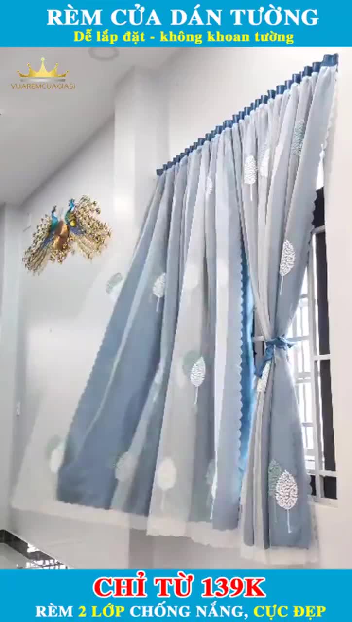 Rèm cửa dán tường cửa sổ Loại 1 cao cấp chống nắng, màn vải trang trí decor đẹp VIP04 Vuaremgiasi | BigBuy360 - bigbuy360.vn