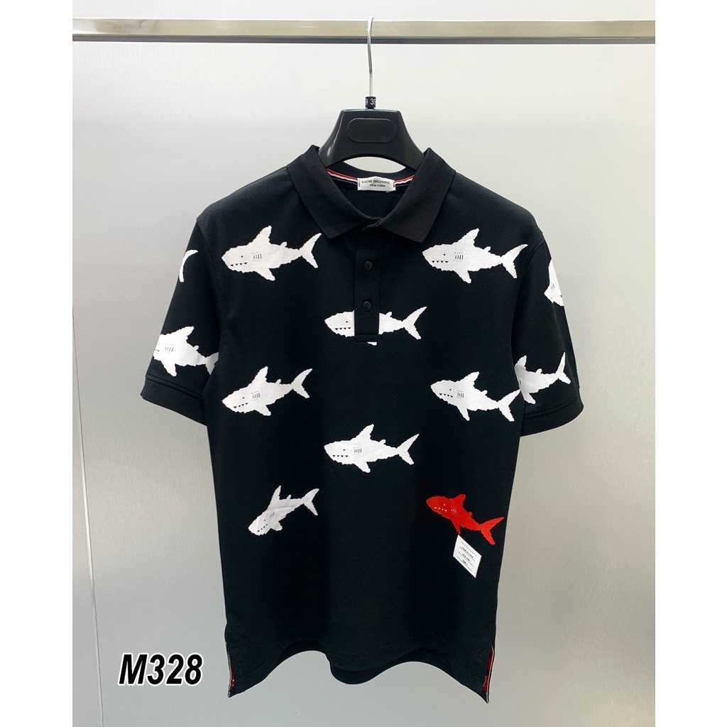 Thời trang nam, áo polo in hình cá mập, polo nam, polo có cổ nam
