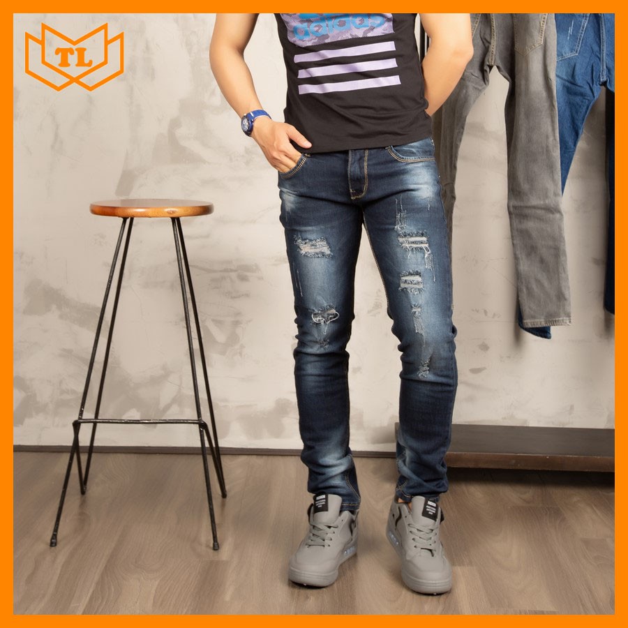 [Mã MASKTL46 hoàn 10% xu đơn 99K] Quần jean nam rách gối vải co giãn cực đẹp , quần jeans nam thời trang