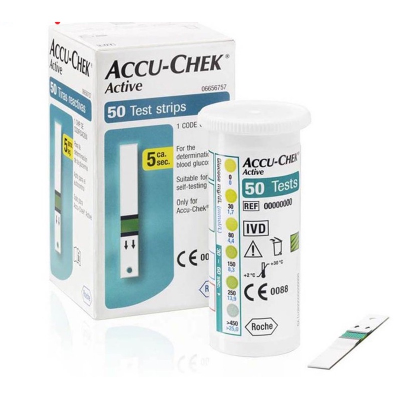 Hộp 50 Que Thử Đường Huyết Accu Check Active - Đức + Tặng 50 Kim chích máu