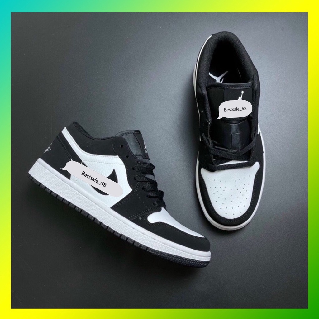 Giày thể thao cổ thấp nam nữ đen trắng đủ size 36-43,  đế cao su êm ái. panda thấp