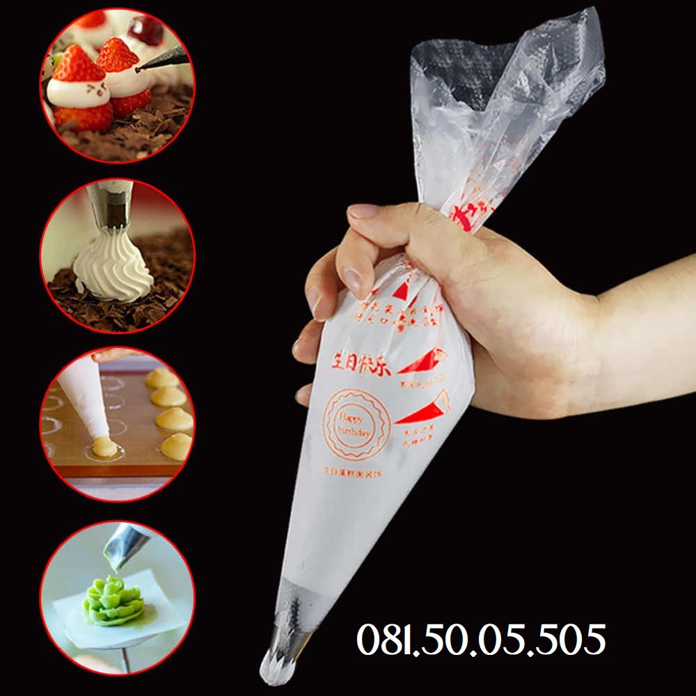 Bịch 100 túi bắt kem nilon xịn Master dùng 1 lần - Túi bắt bông kem nilong sần (100 chiếc)