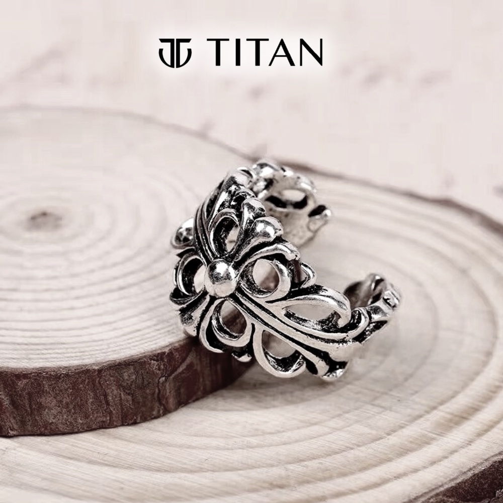 Nhẫn Nam Nữ Chrome Hearts Bông Hoa Thánh Giá Iris, nhẫn thời trang CH ring unisex freesize màu bạc 925 hiphop TITAN SHOP
