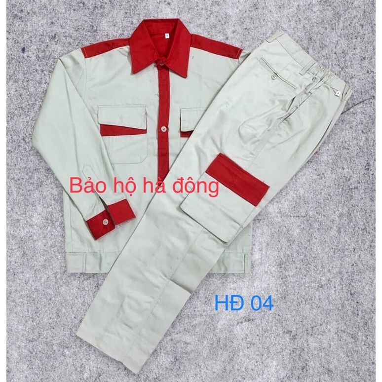 Bộ quần áo bảo hộ lao động, vải kaki 3.1,hàng may kĩ HD04