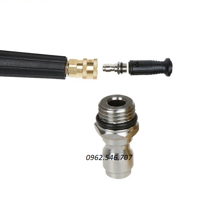 Đầu đực nối nhanh 1/4 inch chân 14mm dùng cho béc xịt rửa, bình phun bọt tuyết máy xịt rửa áp lực cao