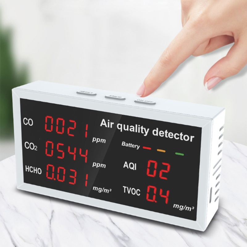 Máy dò kiểm tra chất lượng không khí trong nhà 5 trong 1 dành cho HCHO/ TVOC/ AQI/ CO/ CO2