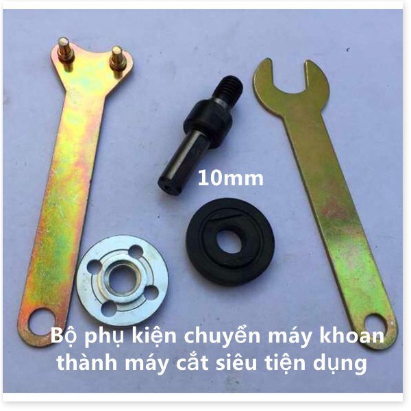 Bộ 5 Phụ Kiện Chuyển Đổi Máy Khoan Thành Máy Cưa, Cắt, Mài... Trục 10mm