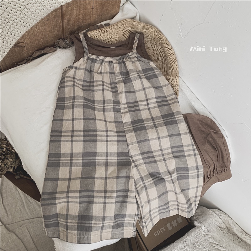 Bộ Áo Liền Quần Cotton Họa Tiết Kẻ Sọc Thời Trang Mùa Hè Xinh Xắn Cho Bé Gái