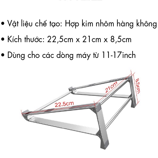 Chân đế laptop góc 30 độ, kệ để MB đứng, giá đỡ máy tính nhôm hàng không tản nhiệt, thiết kế tinh tế