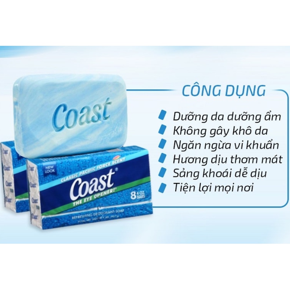 Xà bông cục Coast Hàng Mỹ, Bánh xà phòng 113g 1 Lốc 8 Bánh  - Shop Lavenic