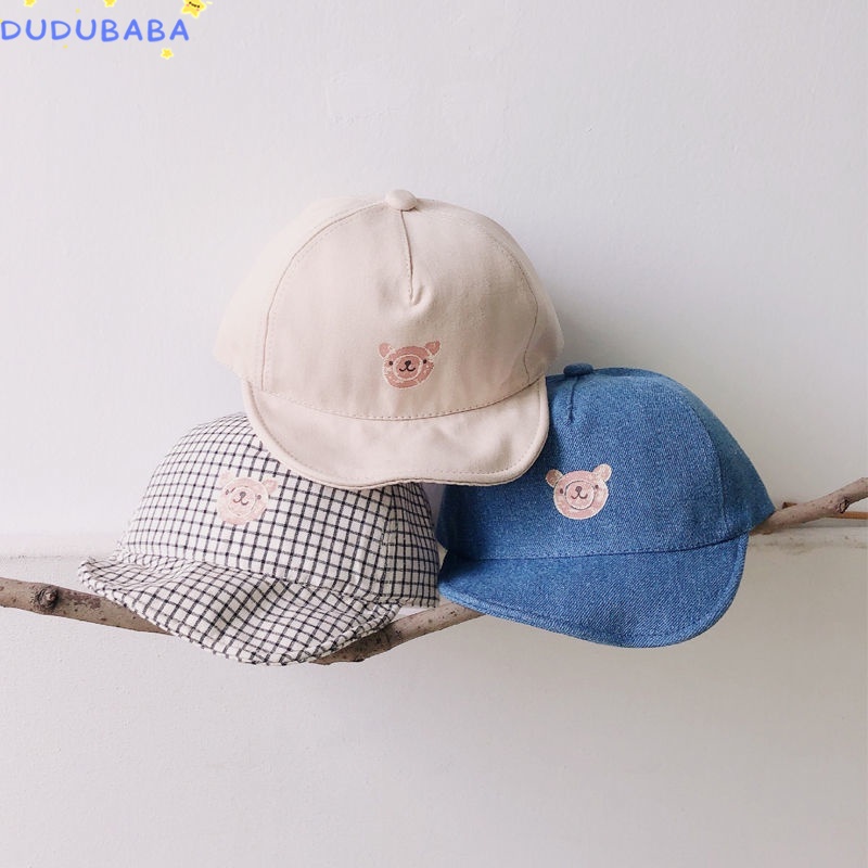 Mũ Lưỡi Trai Vải Cotton Viền Mềm In Hình Gấu Kiểu Hip-Hop Cá Tính Cho Bé