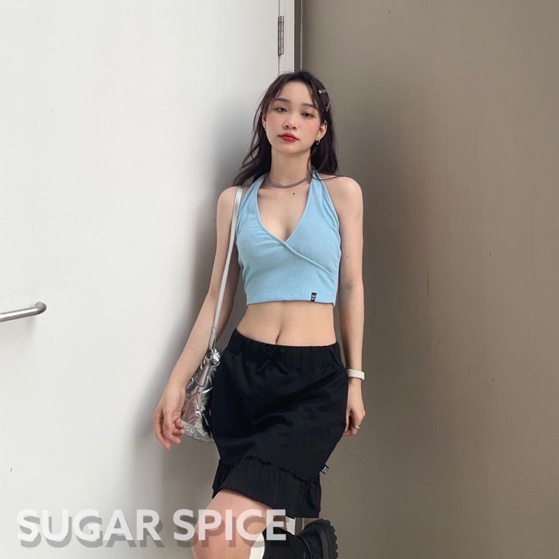 Áo Yếm Croptop Hai Dây Chất Vải Thun Gân SUGARSPICE - Cake Top