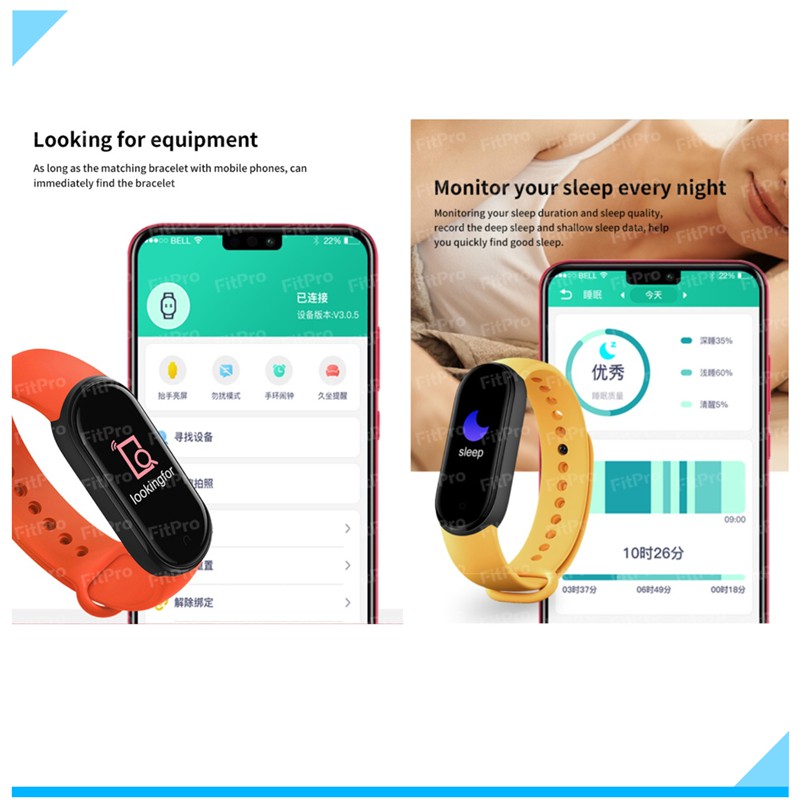 Ban nhạc thông minh Nam nữ Đồng hồ thông minh Màn hình ngủ Máy đo bước đi Kết nối Bluetooth Vòng đeo tay thông minh BM6