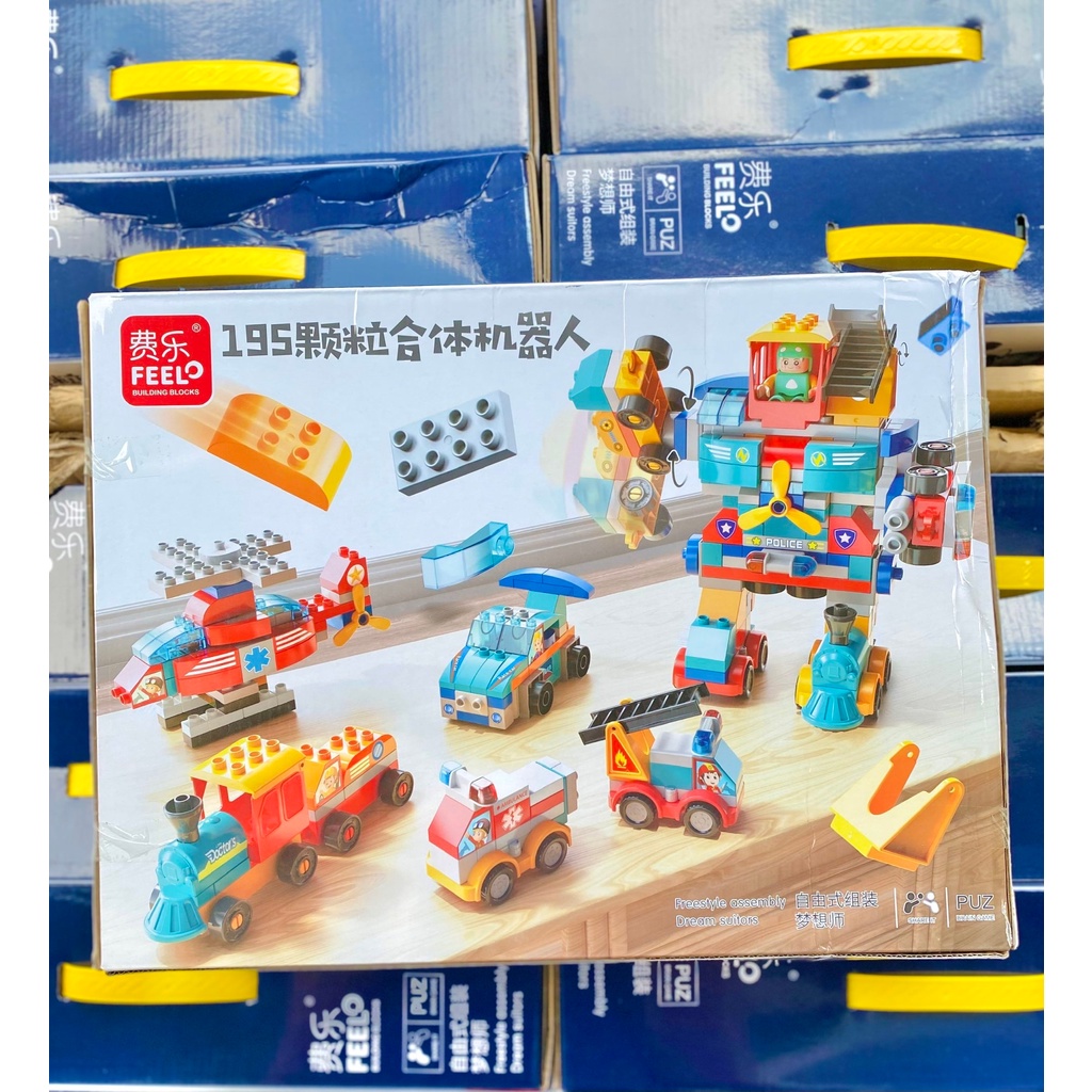 Đồ chơi xếp hình Lego Duplo, Robot biến hình chính hãng Feelo 195 chi tiết