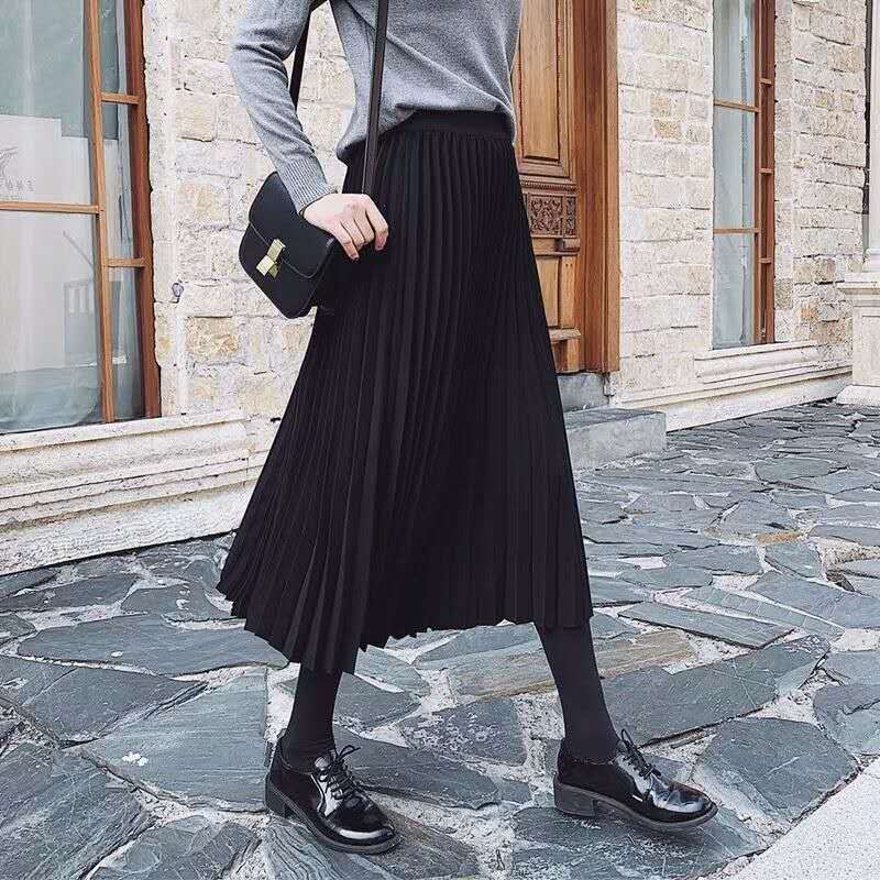 Chân váy xếp ly dáng dài Midi công sở qua gối chất tuyết mưa CAO CẤP mềm mại không bóng cạp chun sang trọng CV17 | BigBuy360 - bigbuy360.vn