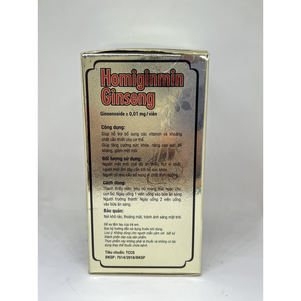 Viên Uống Homiginmin Gingseng Bổ Sung Các Chất Cần Thiết Cho Cơ Thể, Tăng Sức Đề Kháng Và Nâng Cao Thể Chất