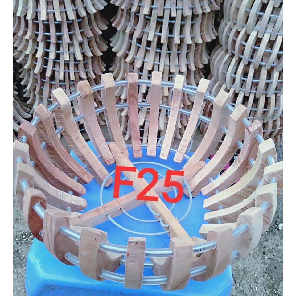 Chậu gỗ  trồng lan kiểu Bí Size 25  - tặng lưới lót chậu, móc treo
