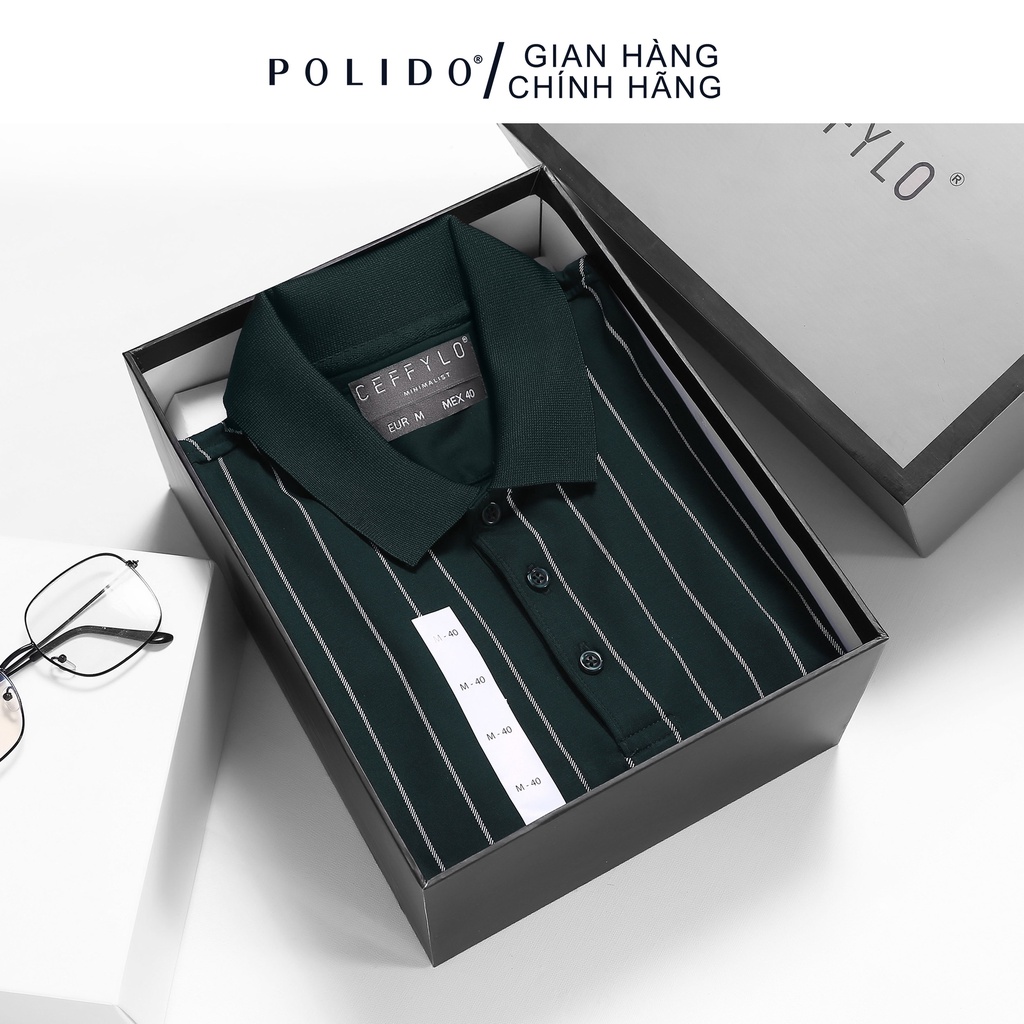 Áo Polo In Họa Tiết Kẻ Sọc CEFFYLO Chất Liệu Cotton Mềm Mại, Co Giãn 4 Chiều