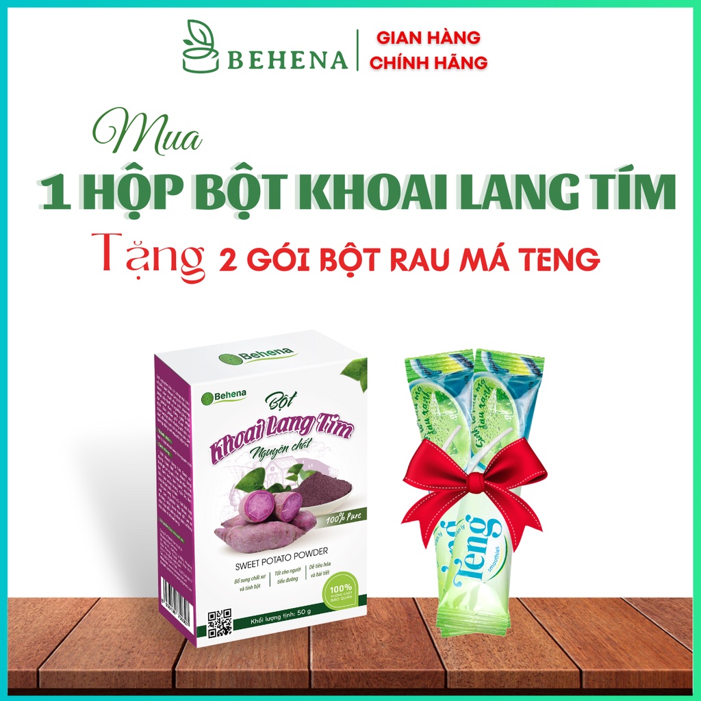 Bột khoai lang tím Behena nguyên chất sấy lạnh 100% tự nhiên cho bé ăn dặm hộp 50g