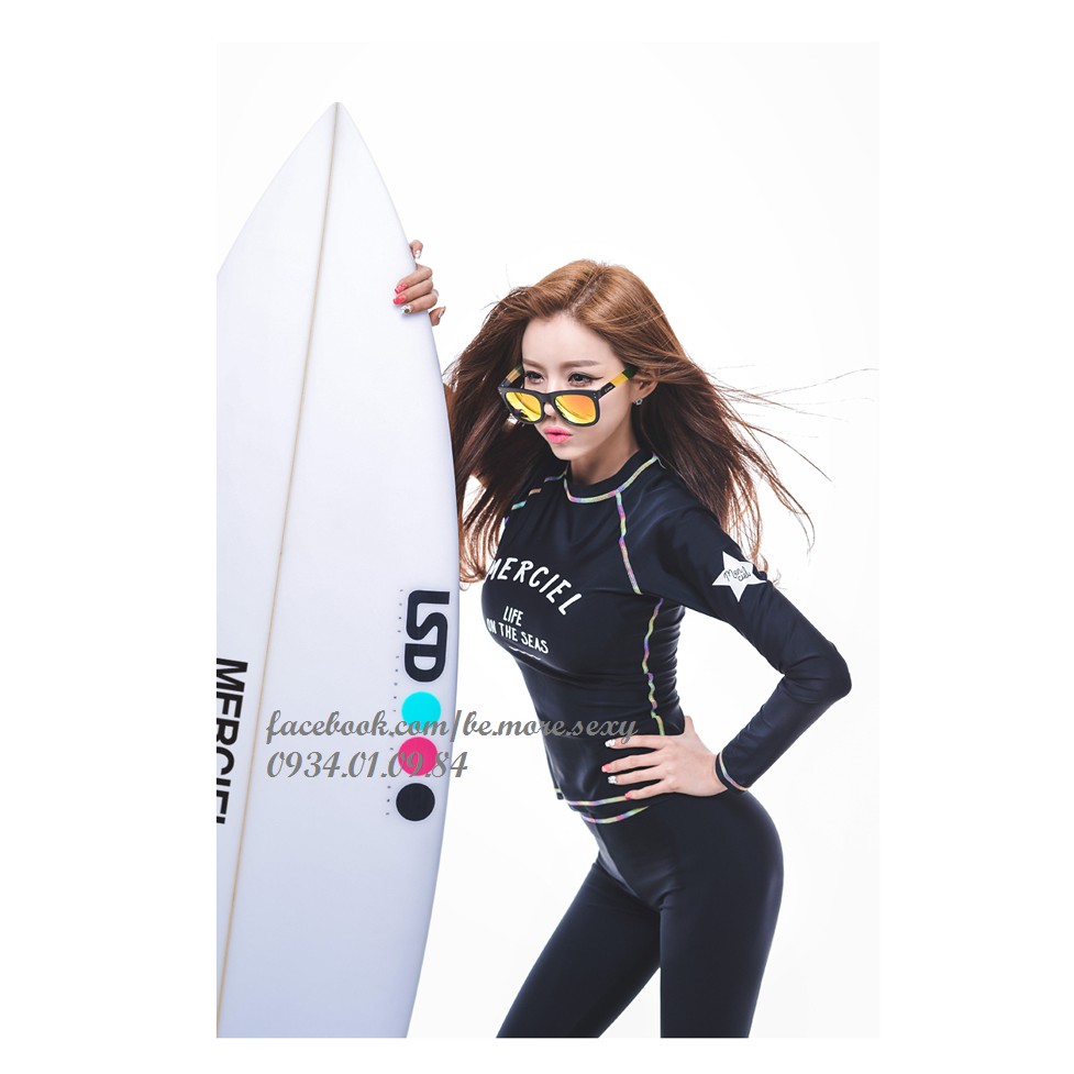 Đồ bơi dài tay Hàn Quốc đen viền chỉ nhiều màu | BigBuy360 - bigbuy360.vn