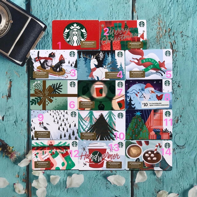 Thẻ giấy Starbucks USA mùa Giáng Sinh 2019