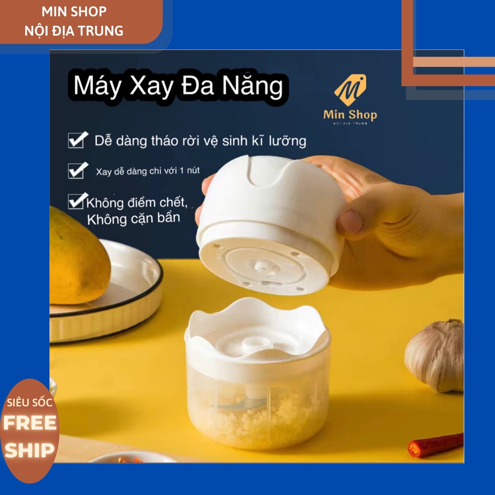 Máy Xay, Máy Xay Tỏi Ớt Mini Cầm Tay Siêu Tiện Lợi 3 Lưỡi Dao Cao Cấp 250ML