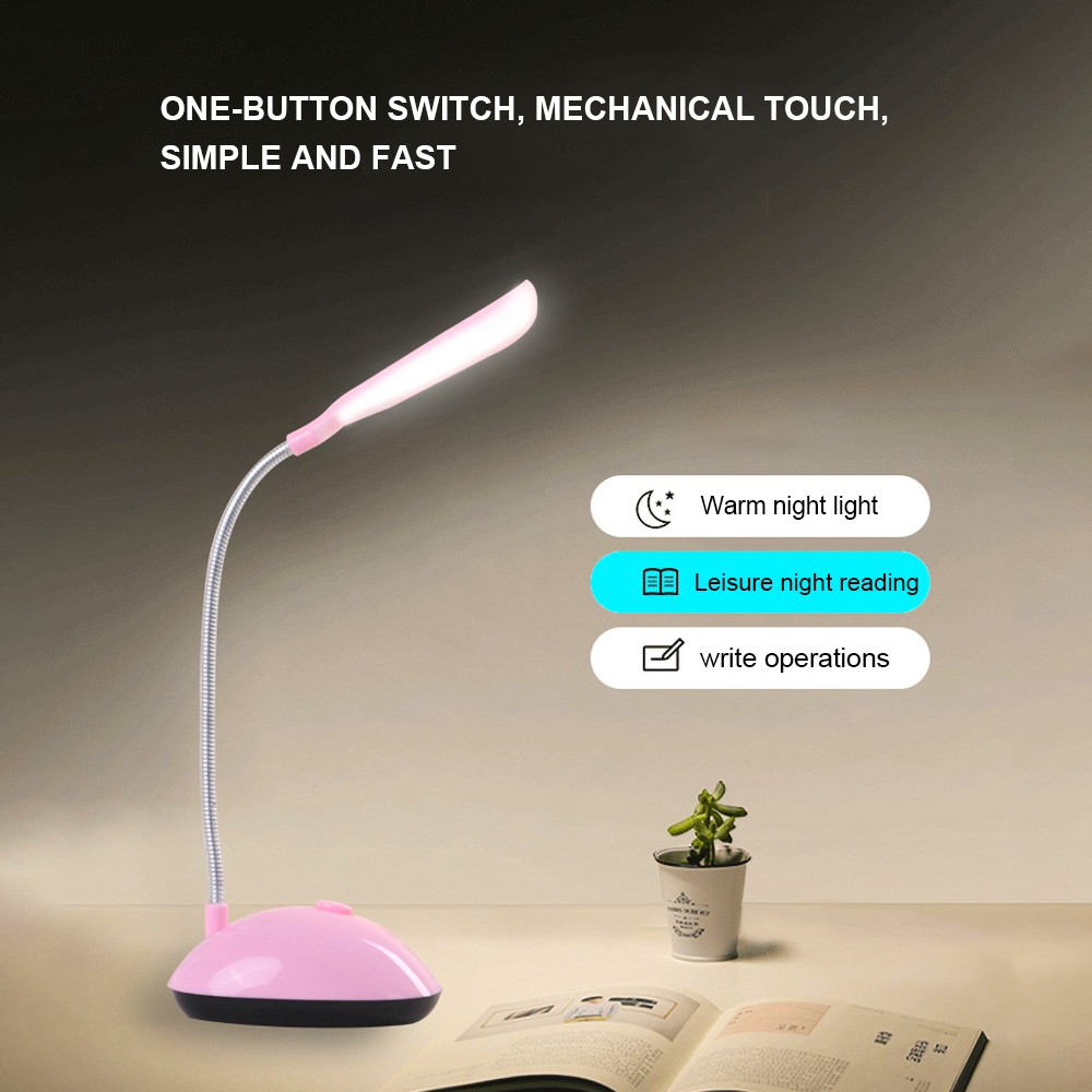 Đèn LED Đọc Sách Để Bàn Mini Linh Hoạt Chạy Bằng Pin Dùng Trong Nhà / Văn Phòng