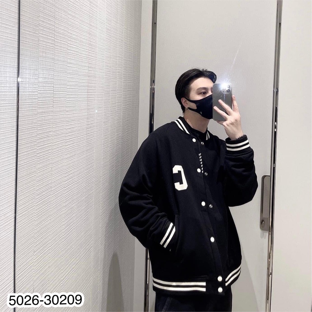 Áo khoác nam trơn thêu chữ Celine siêu đẹp - Áo bomber đôi nam nữ đơn giản