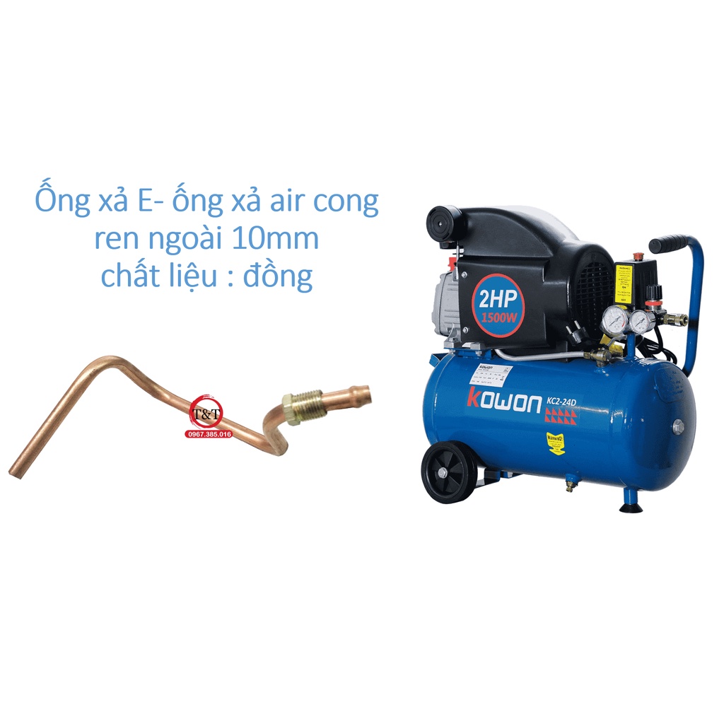 ỐNG NHÔM XẢ E MÁY NÉN KHÍ CONG. REN NGOÀI 10MM.
