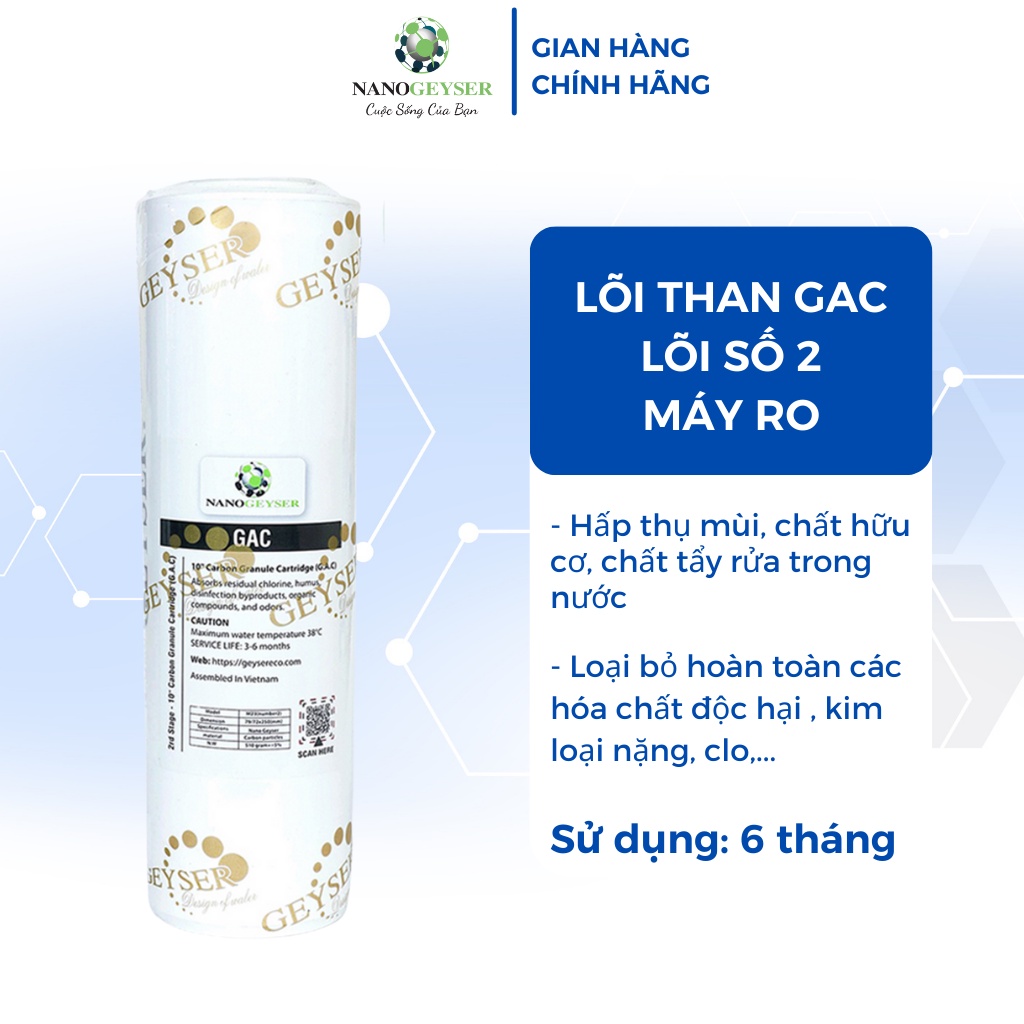 Lõi lọc nước ro 123, lõi lọc nước tinh khiết các dòng máy Aqua, Karofi, Kanguroo, Nano Geyser