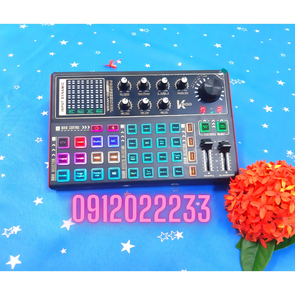 Sound card K300 dành cho Thu âm, Karaoke Livestream Bigo có autotune bluetooth