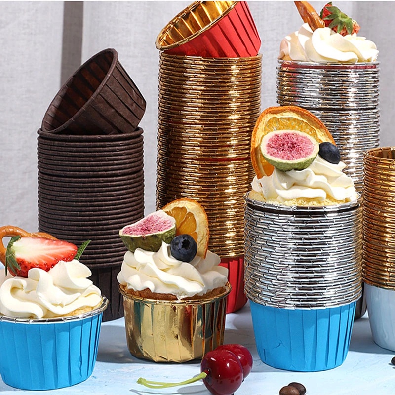 Set 50 Cốc Lá Nhôm Làm Bánh Cupcake / Muffin Trang Trí Tiệc Cưới / Sinh Nhật