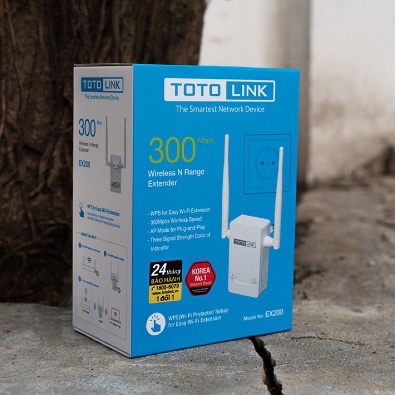 Bộ kích sóng wifi Totolink EX200 2 râu tốc độ cao 300Mbps (hàng chính hãng)