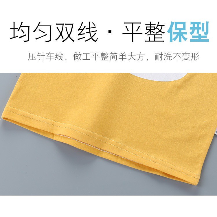 Trang phục 2 mảnh gồm áo thun cotton tay ngắn in hình đáng yêu và quần short Hàn Quốc cho bé trai / bé gái 70-120cm