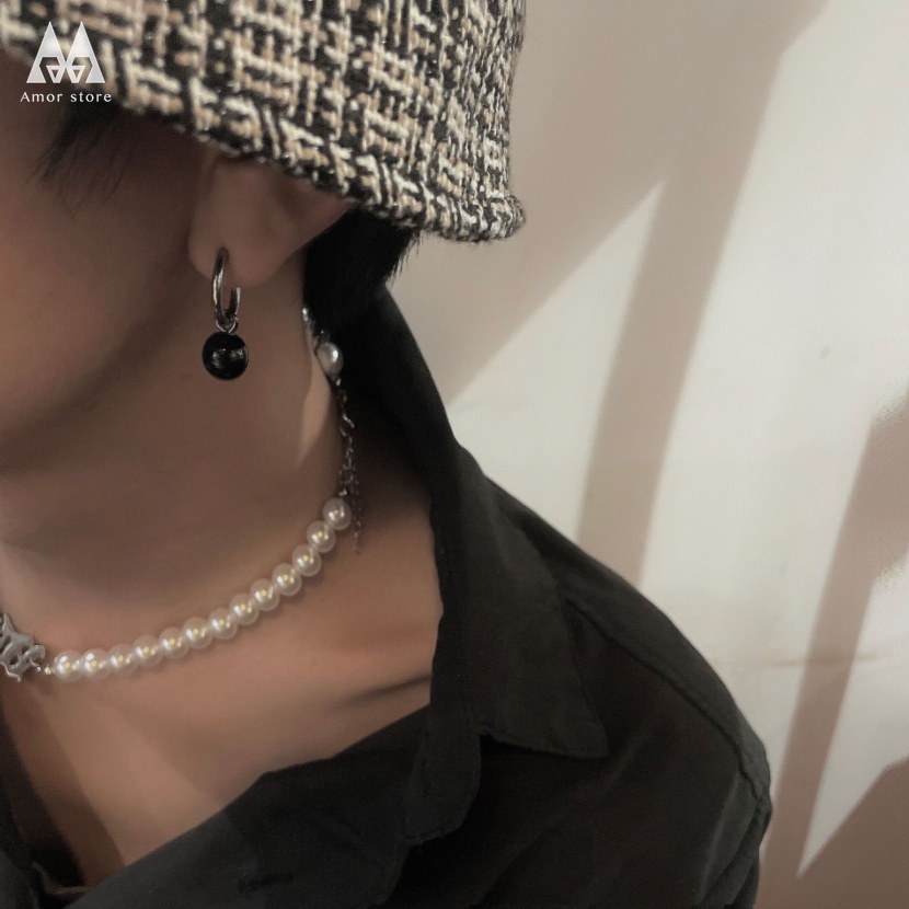 Bông Tai Đính Ngọc Trai Phong Cách hip hop Thời Trang Cho Nam Và Nữ