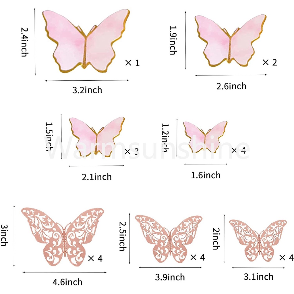 Set 31 Phụ Kiện Trang Trí Bánh Kem Hình Bướm Dễ Thương