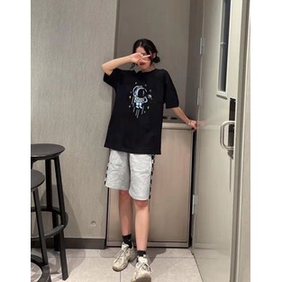 áo thun 100% cotton Nam Clothing Cổ Tròn Form Rộng Streetwear Áo Phông Nam Form Rộng Basic Cotton Oversize In Phi Hành Gia PCG693 bắn thật