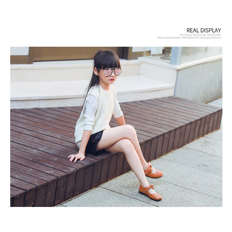 Giày Vintage bé gái xinh xắn Giày búp bê cho bé gái quai dán thắt nơ điệu đà Size 21-35 Giày bé gái 3-14 tuổi Giày bệt