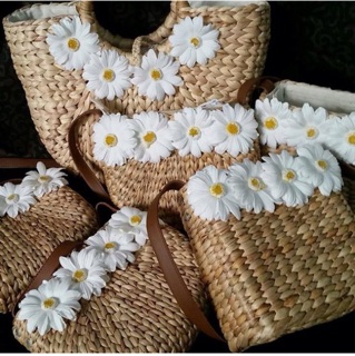 Túi xách lục bình handmade hoa cúc