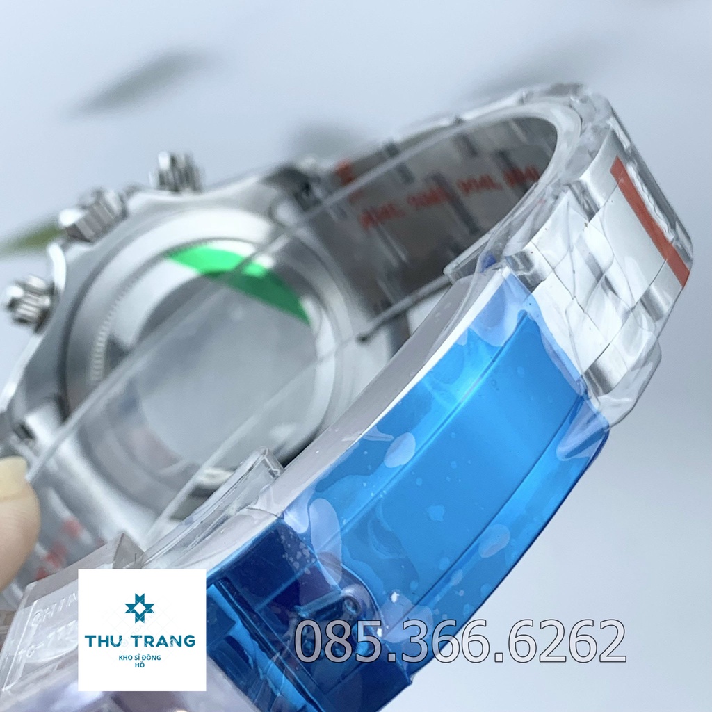 Đồng hồ nam Rolex cơ máy nhật mẫu 3 nút mặt trắng viền đen dây thép size 41-42mm