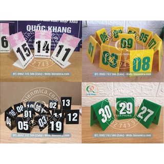 Bộ 10 Thẻ Số Bàn Mica (2 mặt số) (Mica chữ A) - Thẻ Số Bàn Giao ngay, có sẵn
