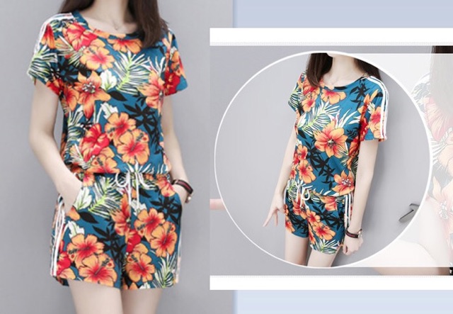 Set bộ short big size hoa cao cấp size lớn 60-80kg hàng đẹp y hình
