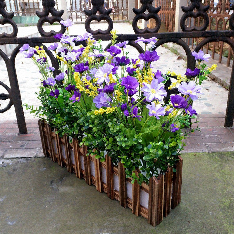Hoa nhựa hàng rào laser hàng rào mô phỏng hoa giả hoa chống hoa thực vật trang trí phòng khách trang trí nhà trang trí