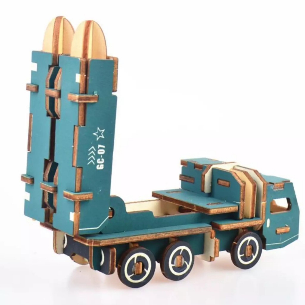Đồ chơi lắp ráp gỗ 3D mô hình Xe Tên Lửa mini Cắt Lazer -57 mảnh ghép