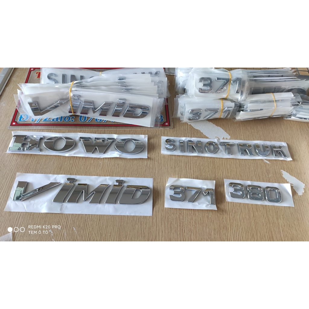 Chữ mạ crom cho xe Howo gồm có Howo, Sinotruk, Vimd,371, 380, 375, 420